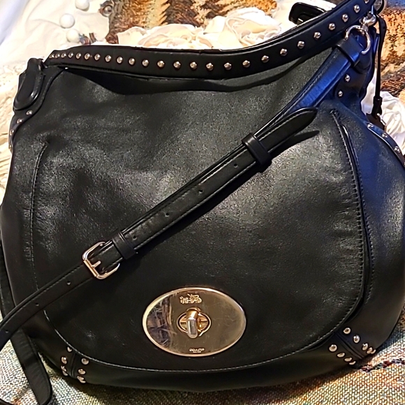 Coach Handbags - Coach leather hobo studded bag short strap also has long crossbody strap.